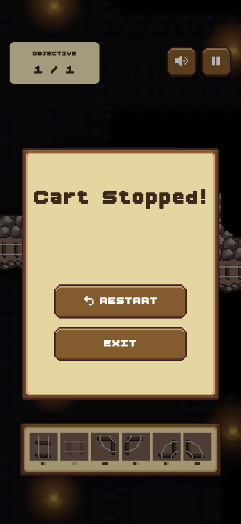 MineRail cart stopped screen